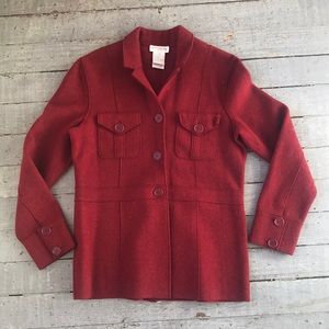 Jones New York Red Wool Button Up Coat Women’s Size Large